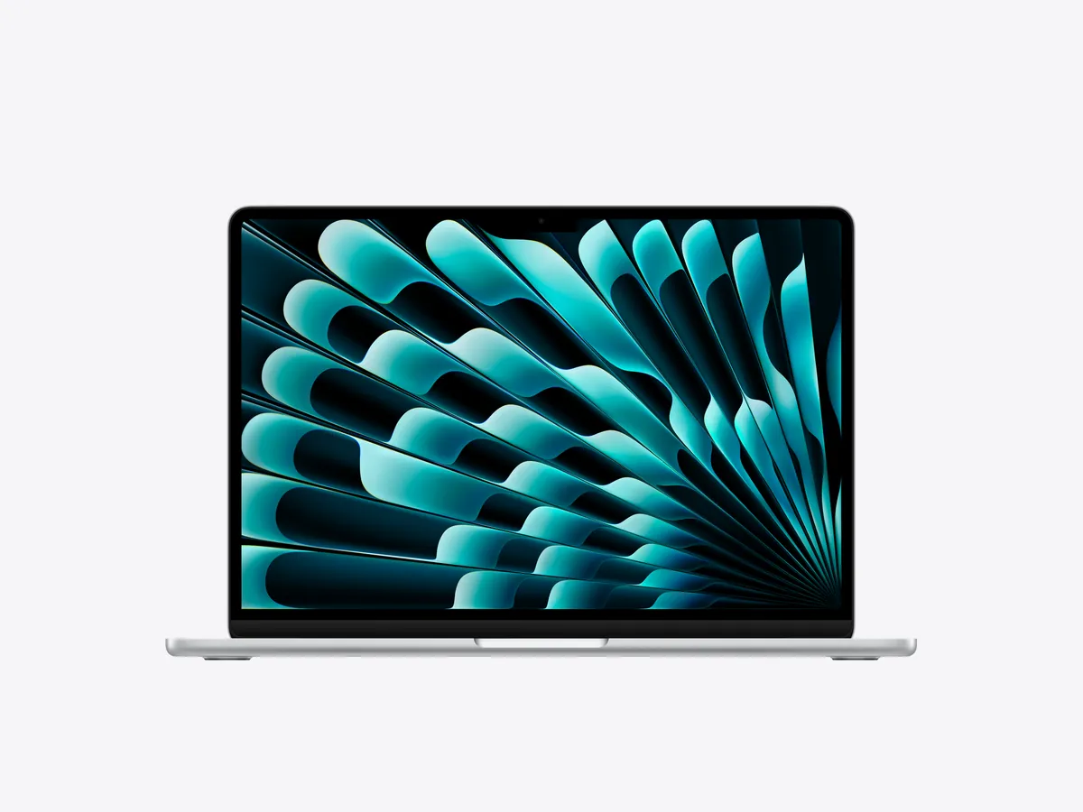 13-inch MacBook Air in Silver, open, front view with the display on