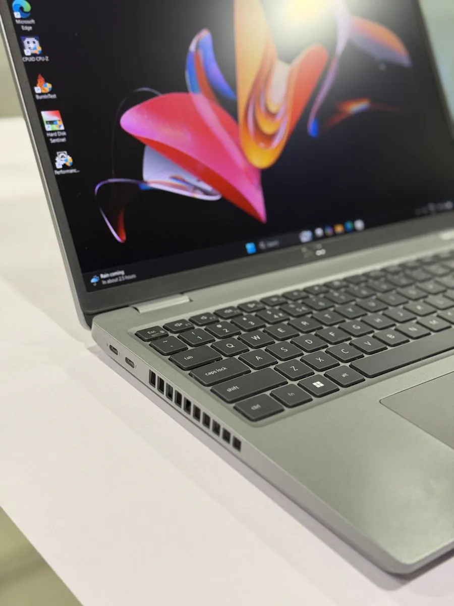 Dell Latitude 5531, left-side detail showing two USB-C sockets and the ventilation grille.