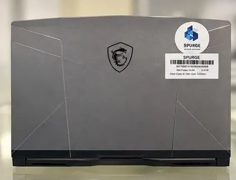 MSI Pulse GL66 closed, lid facing up showing the MSI dragon logo